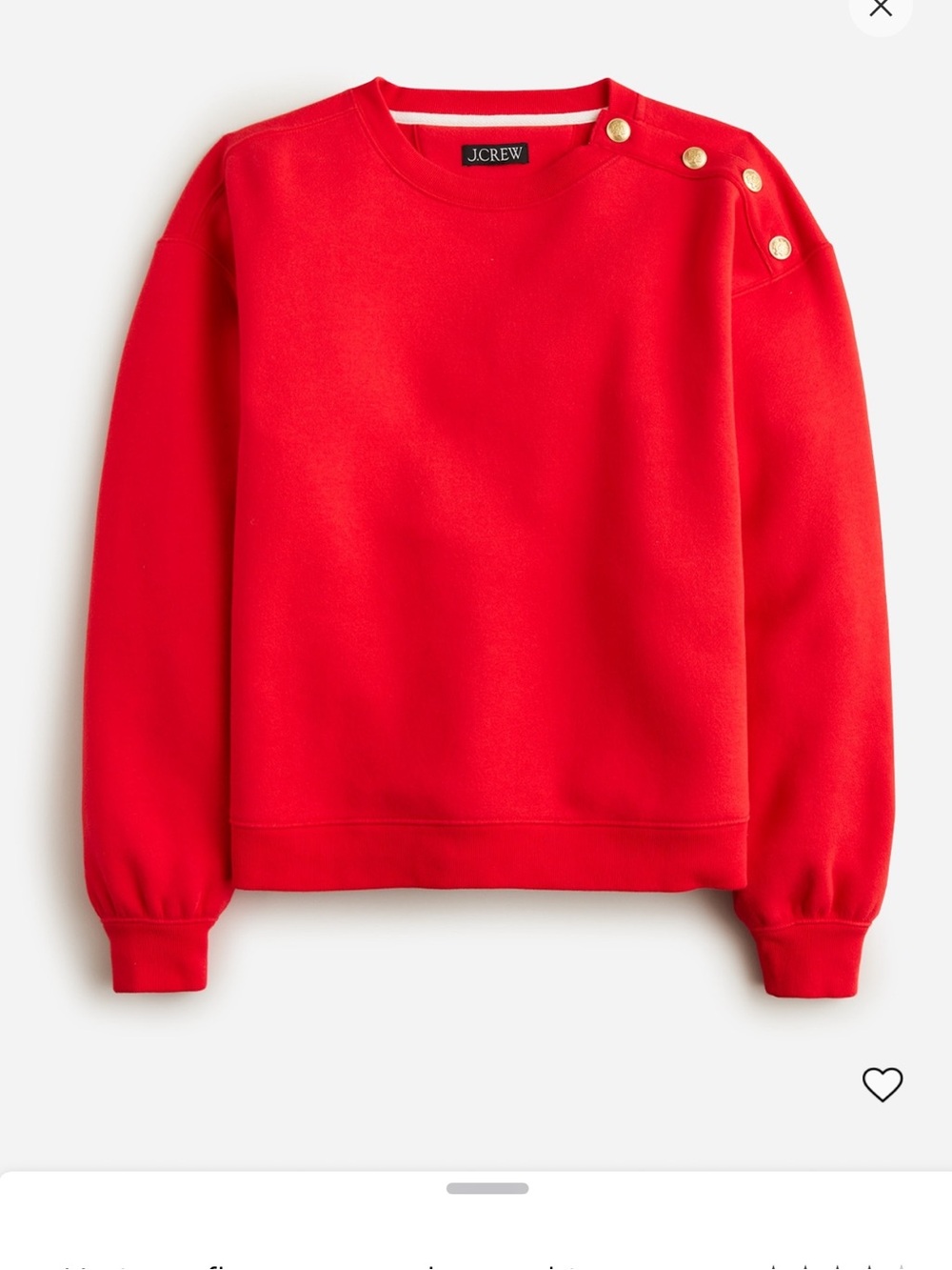 J. Crew Red Crewneck Sweatshirt with Gold Buttons
